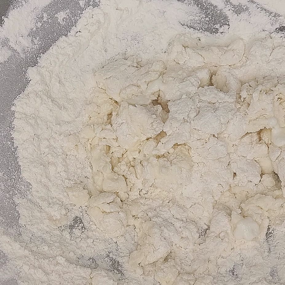 Clumpy dough with a certain type of consistency