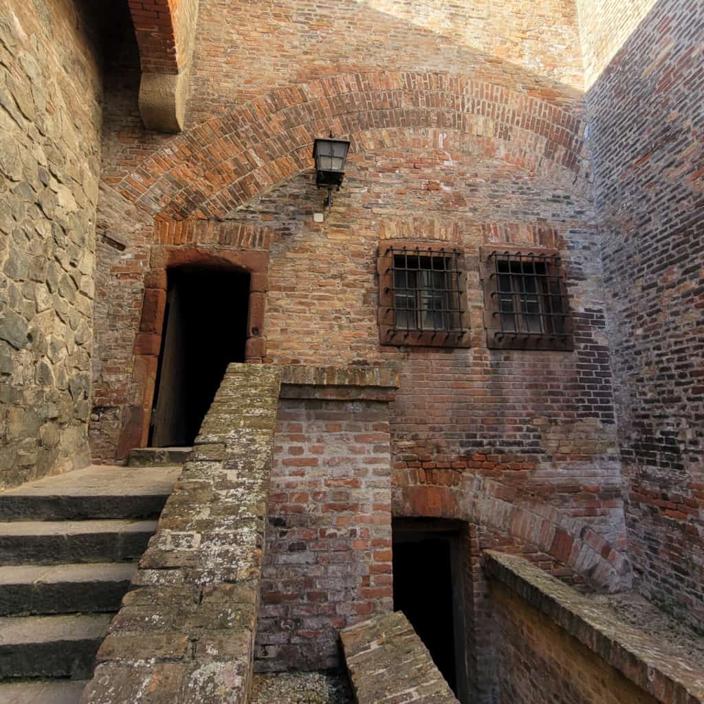 Casemates at Špilberk Castle, prisoner area in a castle with brick walls in Brno, Czech Republic