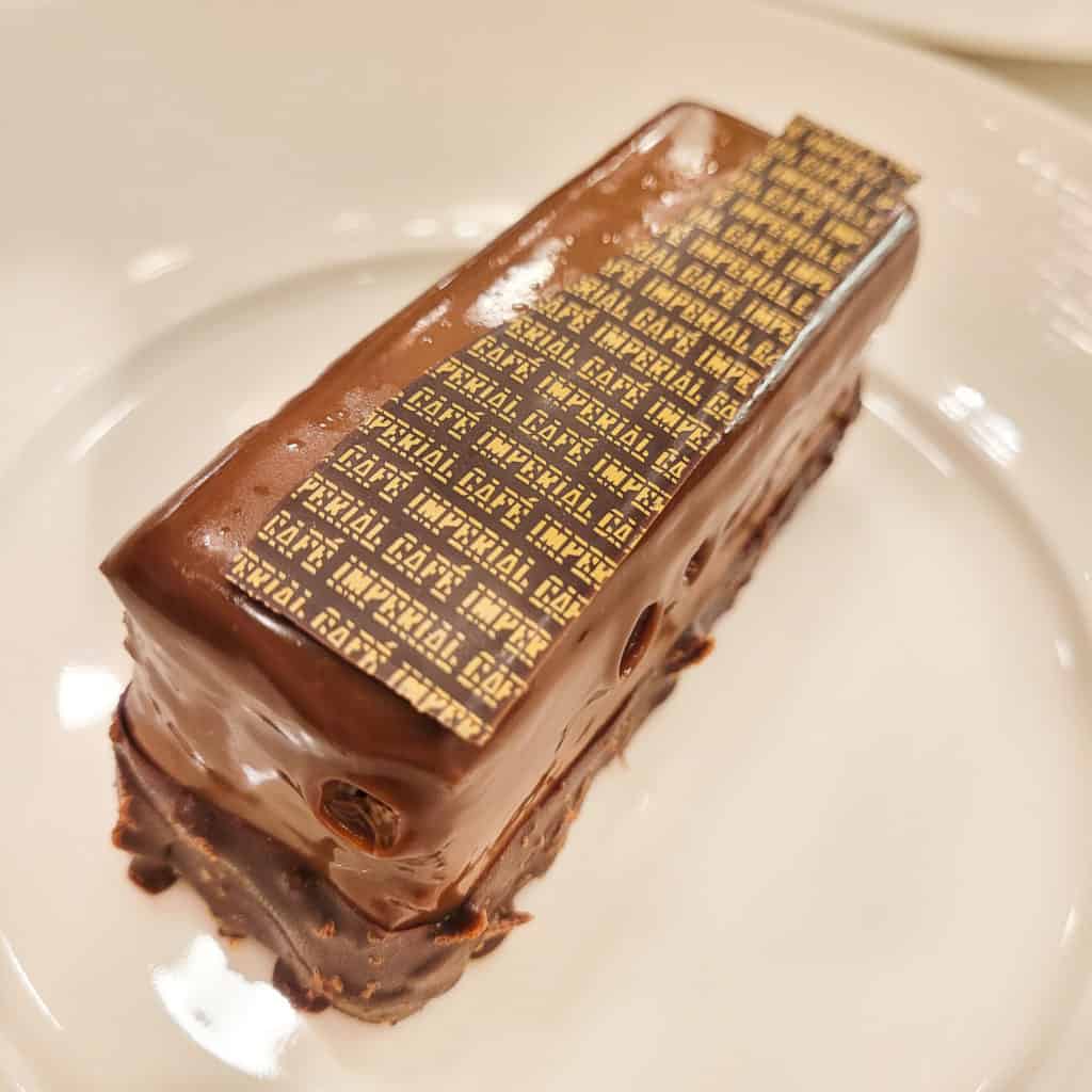 A piece of Imperial cake at Cafe Imperial in Prague