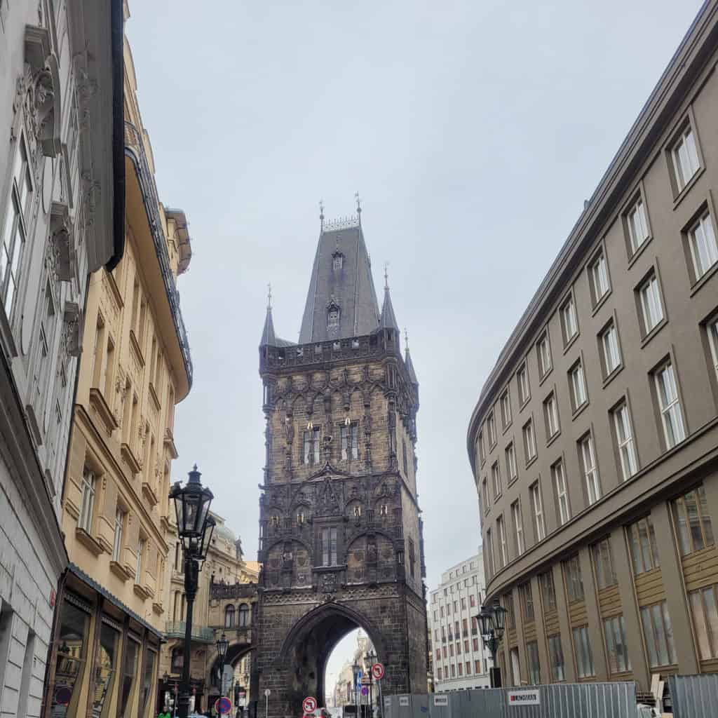 One of the original city gates in Prague called the Powder Tower
