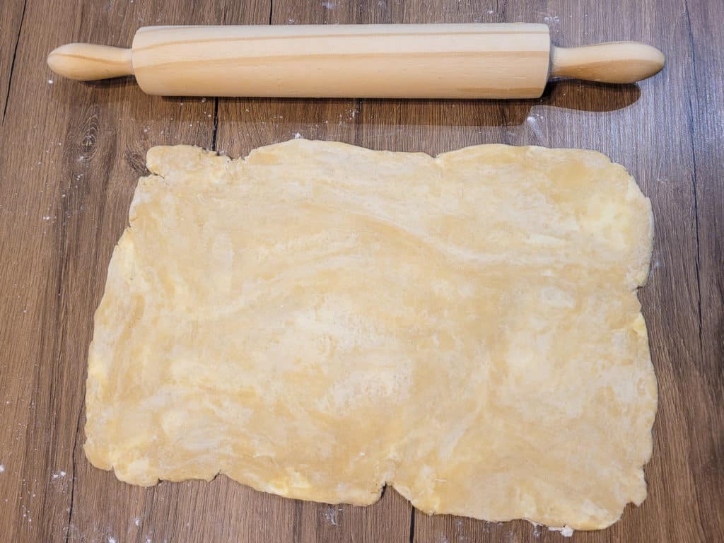Rolled out sheet of pastry dough