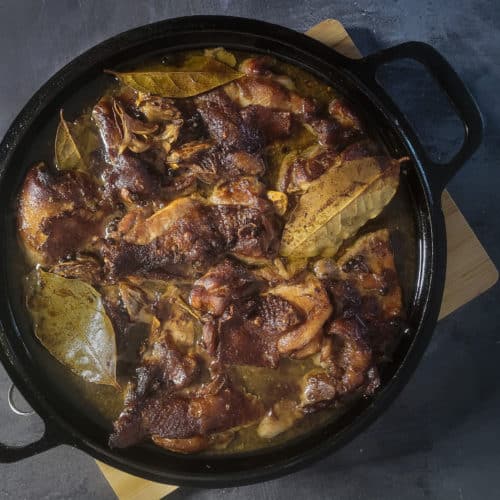 Overhead chicken adobo