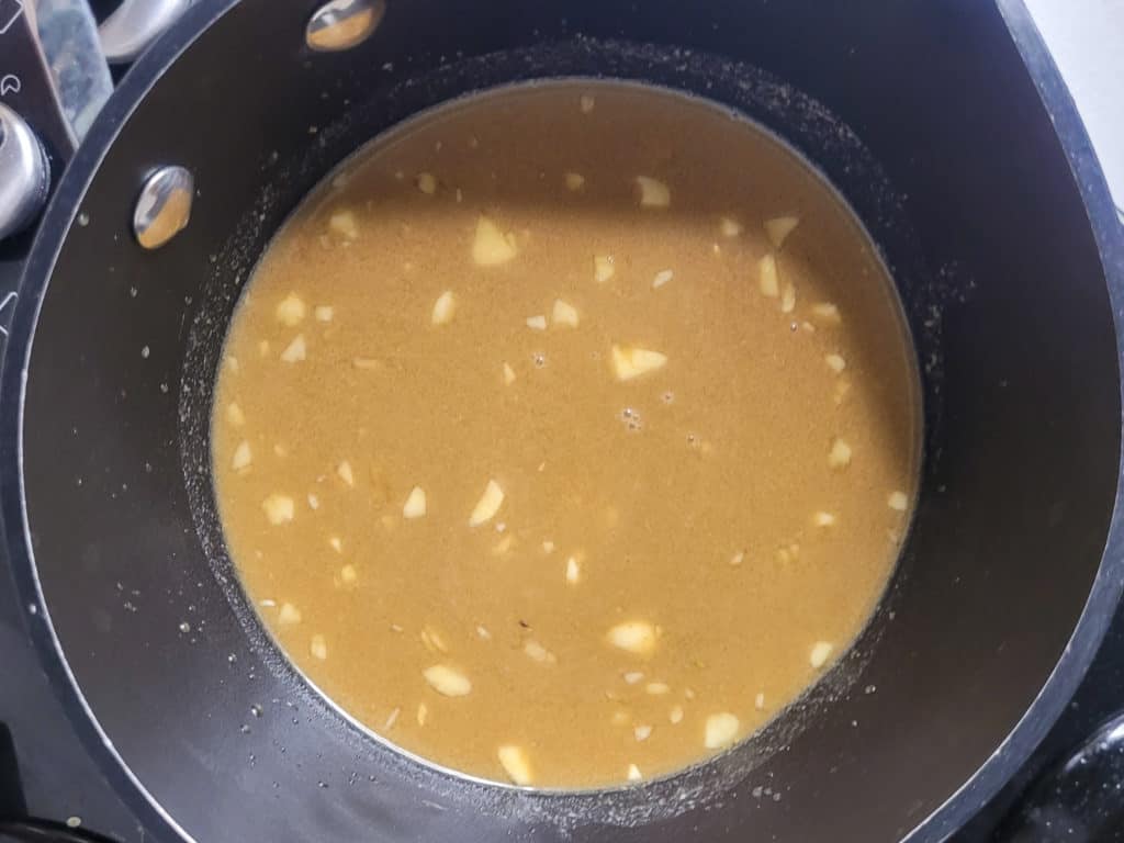 Fresh lumpia sauce in a pot