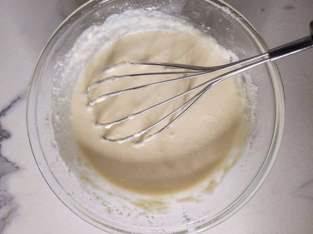 A bowl of crepe batter