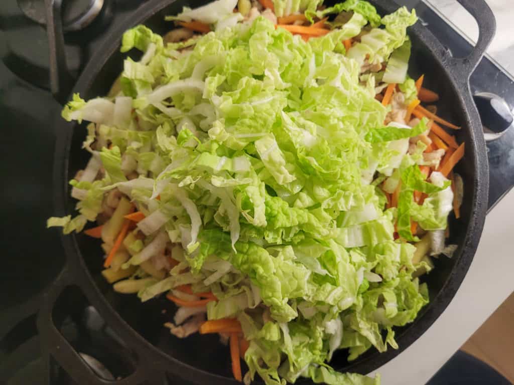 Vegetables in a cast iron pan