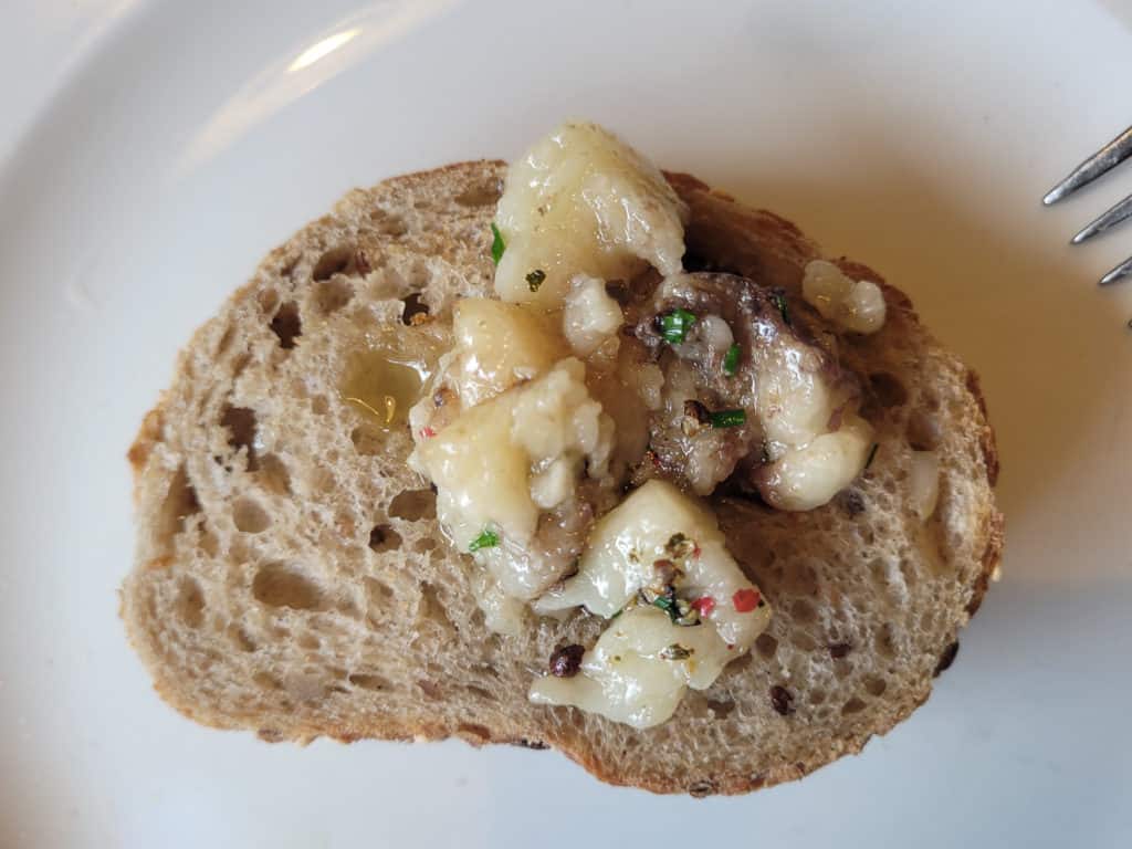 Closeup of some bone marrow on toast