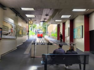 Dolderbahn approaching in Romerhof, Zurich