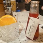 Flat Iron negroni on a table in a London steak restaurant