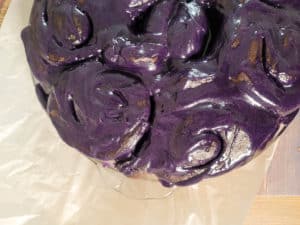 Frosted ube cinnamon rolls