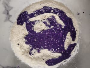Ube extract in flour dough