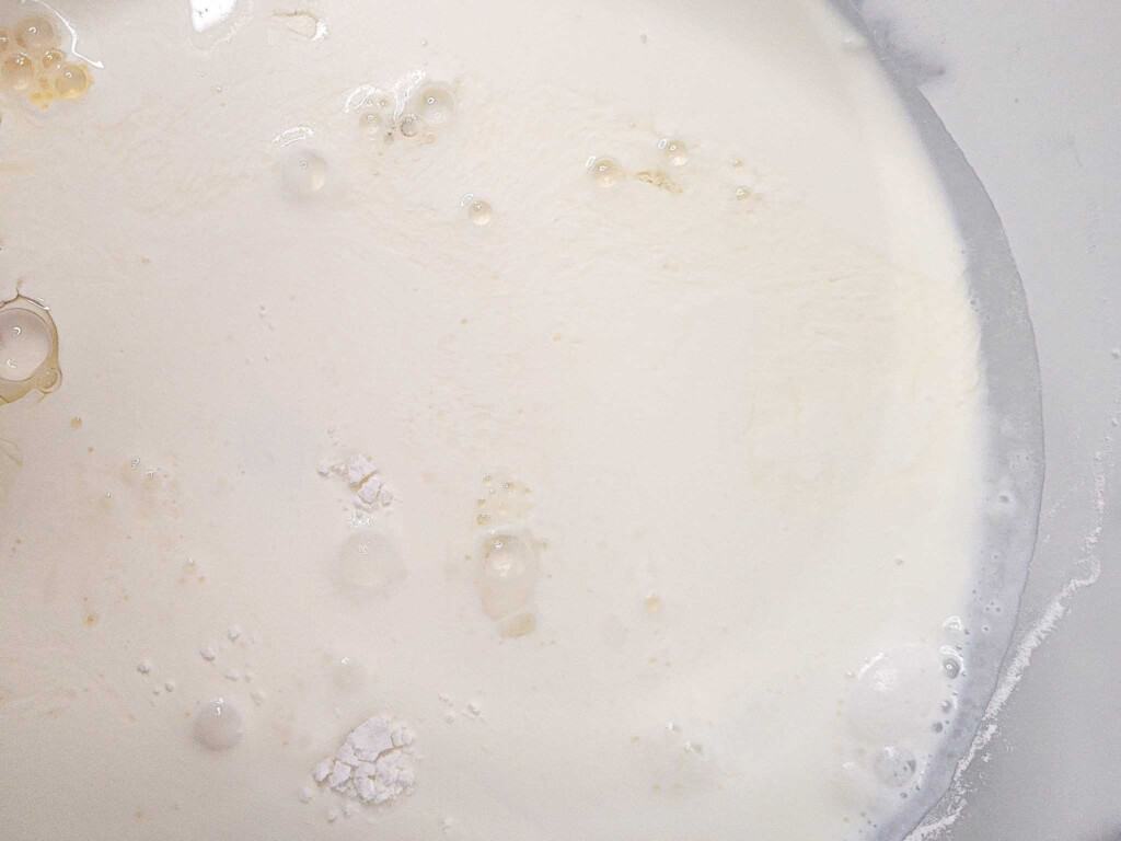 Mixed milk with rice flour in a bowl