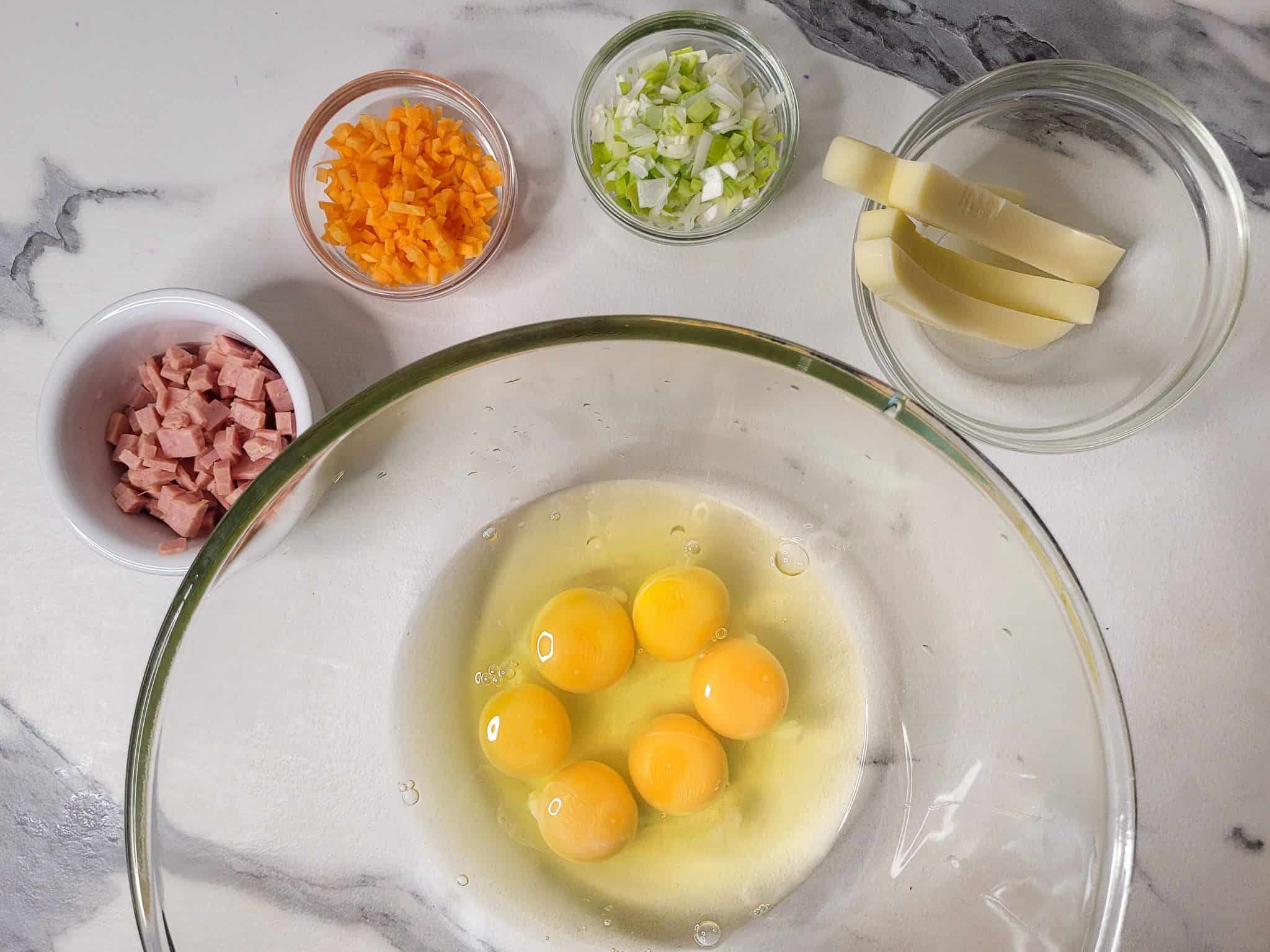 Ingredients in various bowls