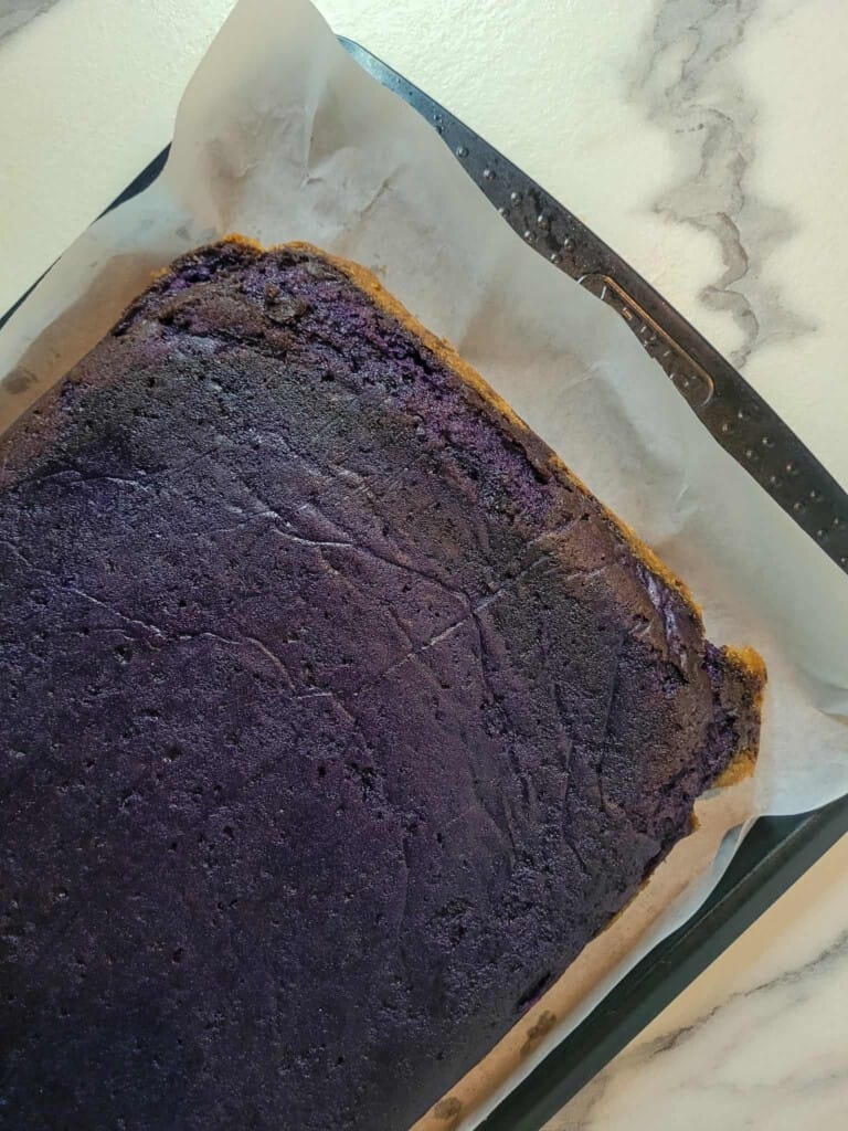 Upside ube crunch cake