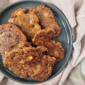 Fried Filipino fritters on a gray plate