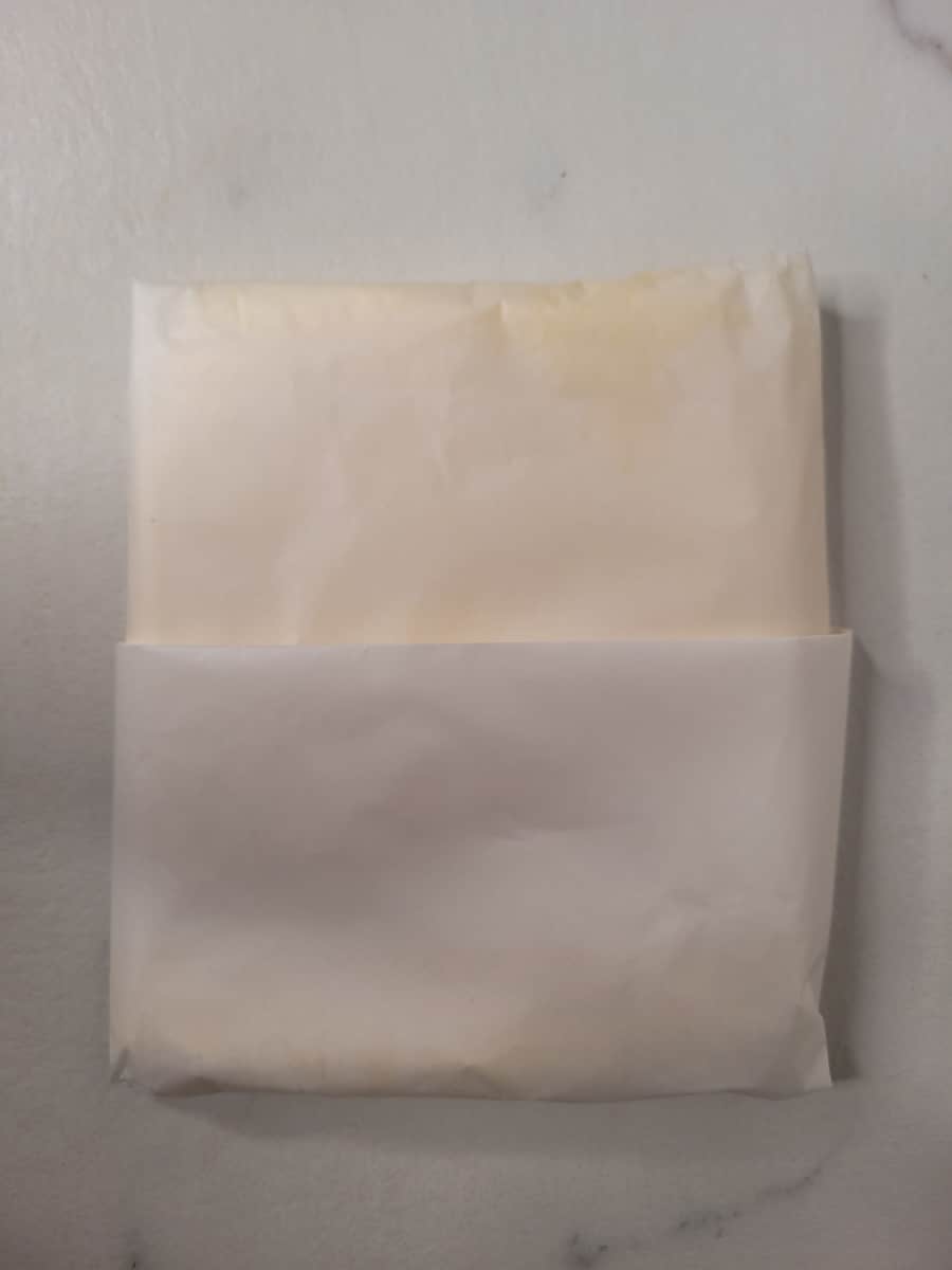 Butter inside wax paper