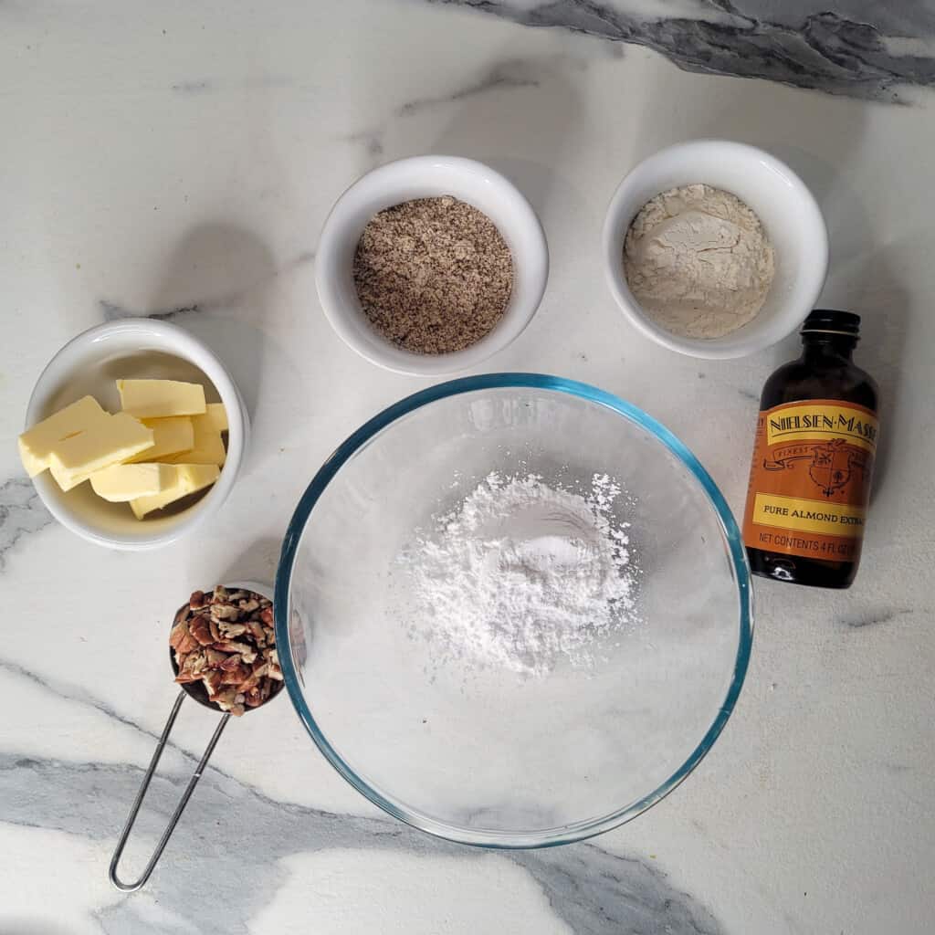 Ingredients for almond tea cookies