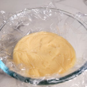 Add custard to bowl and cover with cling-wrap touching the custard.