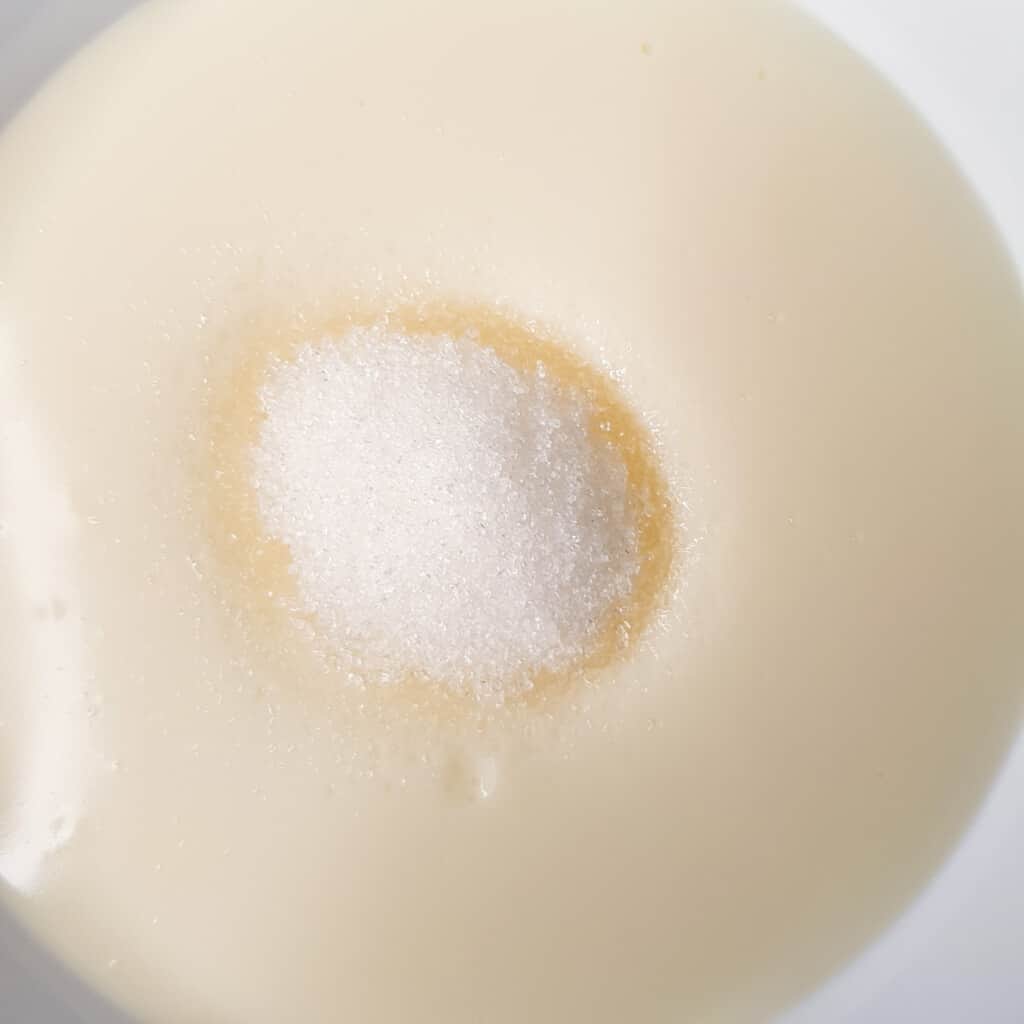 Close up of sugar in vanilla mix