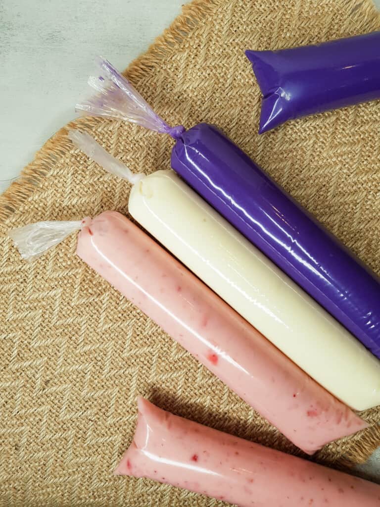 ube, vanilla, and strawberry filipino ice candy