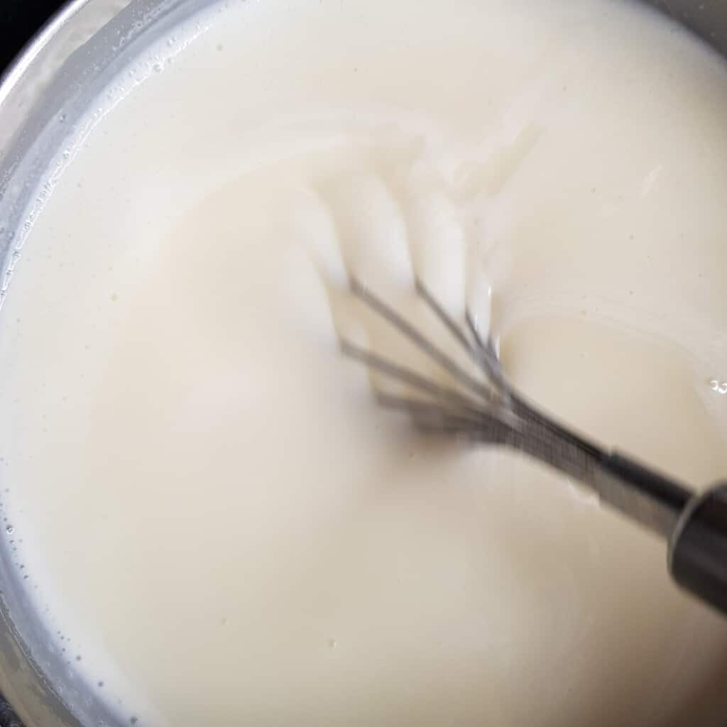 Thickened ice candy mix in a pot