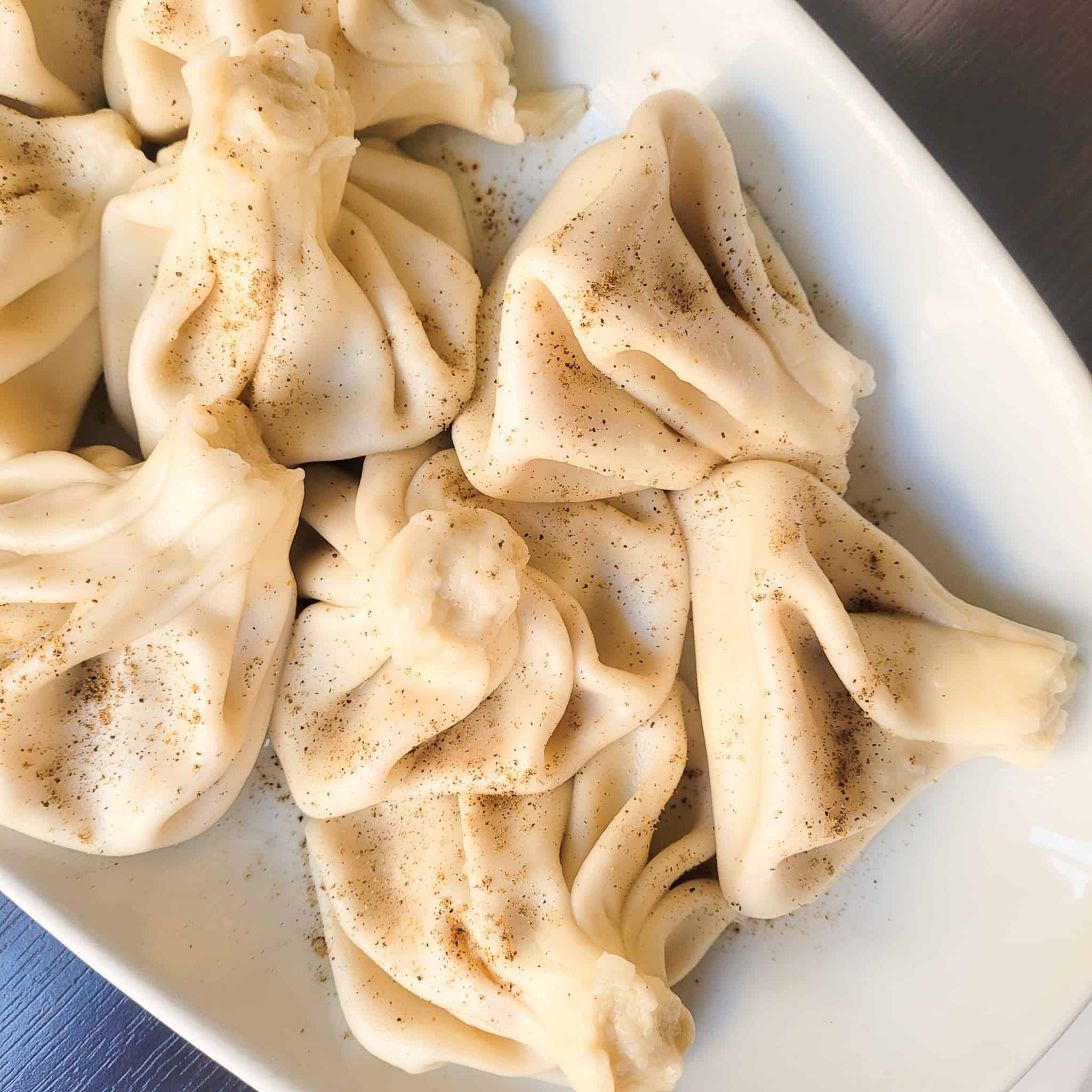 Closeup of khinkali served in a restaurant in Tbilisi