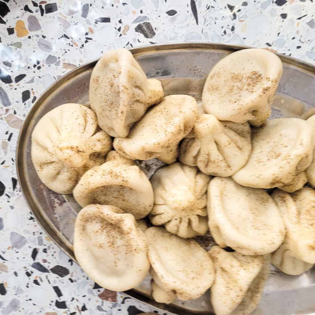 Small dumplings in Shemomechama, a popular khinkali restaurant in Tbilisi